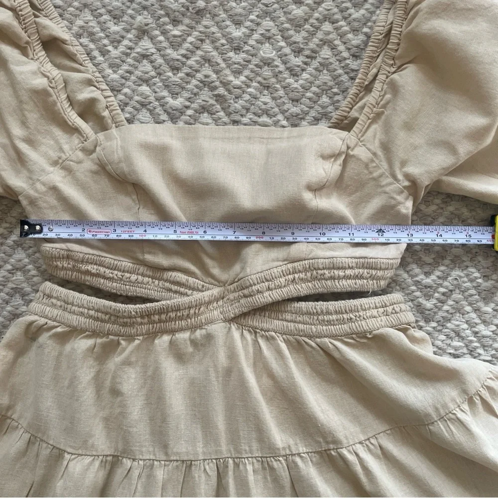 Free People Dress Womens S/P Beige Cross Of Sunlight Mini Boho Square Neck - Picture 6 of 11